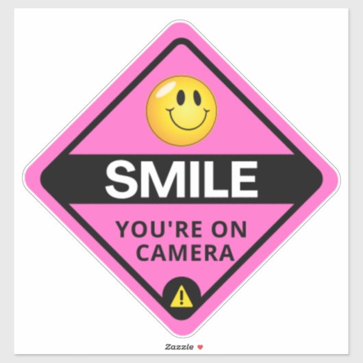 Smile u bent On Camera Sign, Video Surveillance S Sticker (Vel)