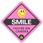 Smile u bent On Camera Sign, Video Surveillance S Sticker (Voorkant)