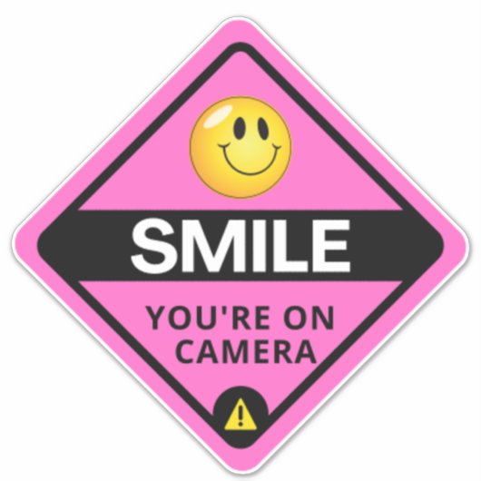 Smile u bent On Camera Sign, Video Surveillance S Sticker (Voorkant)