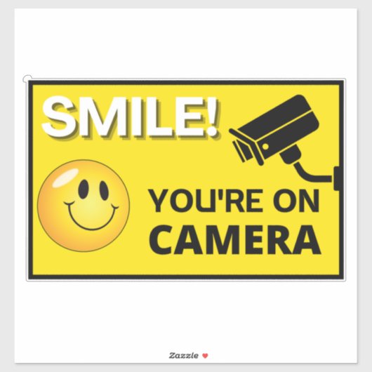 Smile u bent On Camera Sign, Video Surveillance S Sticker (Vel)