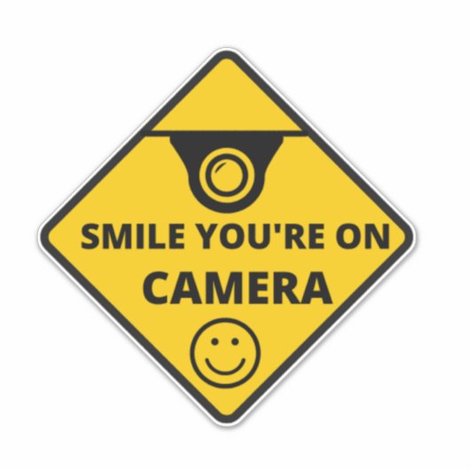 Smile u bent On Camera Sign, Video Surveillance Sticker (Voorkant)