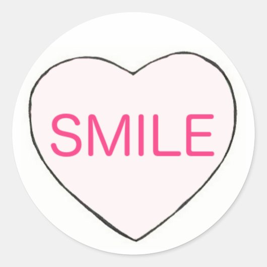 SMILE Valentijnsdag Snoep Harde Valentijn Ronde Sticker (Voorkant)