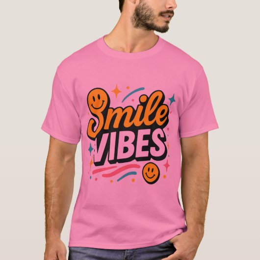 Smile Vibes Retro Smiley Design T-shirt (Voorkant)