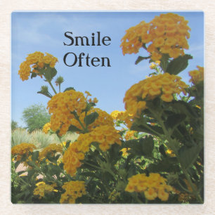 Smile Vid Yellow Lantana Photo Flower Glazen Onderzetter