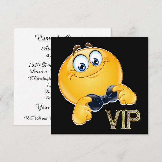 Smile VIP Black Stropdas Uitnodiging (Voorkant / Achterkant)