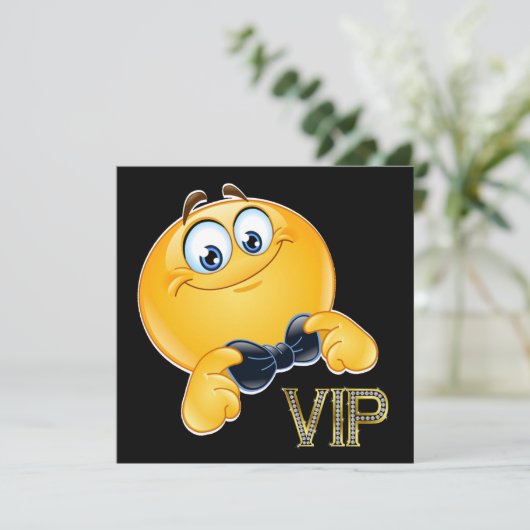 Smile VIP Black Stropdas Uitnodiging (Staand voorkant)