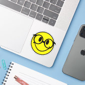 Smile w/ Rainbow Glasses Sticker (Laptop met iPhone)