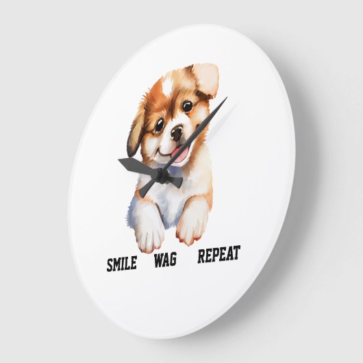 SMILE WAG REPEAT -CUTE DOG GROTE KLOK (Hoek)