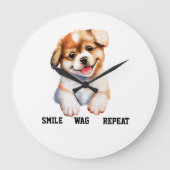 SMILE WAG REPEAT -CUTE DOG GROTE KLOK (Voorkant)