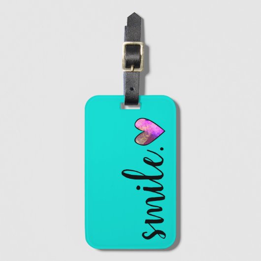 SMILE - Waterverf hart Bagagelabel (Voorkant (verticaal))