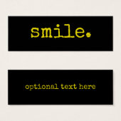 Smile Yellow Black Typografie Mini Visitekaartjes (Voorkant /achterkant)