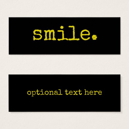 Smile Yellow Black Typografie Mini Visitekaartjes (Voorkant /achterkant)