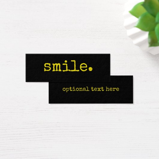 Smile Yellow Black Typografie Mini Visitekaartjes (Bureau)
