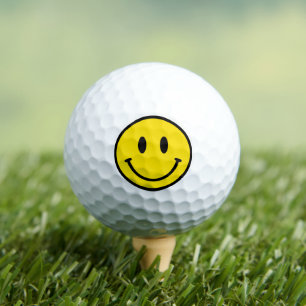 Smile Yellow Black White Happy Face Emoji Fun Golfballen