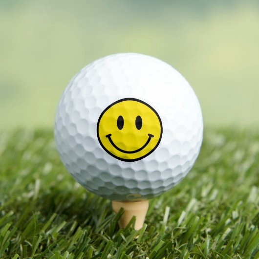 Smile Yellow Black White Happy Face Emoji Fun Golfballen (Insitu Shirt)