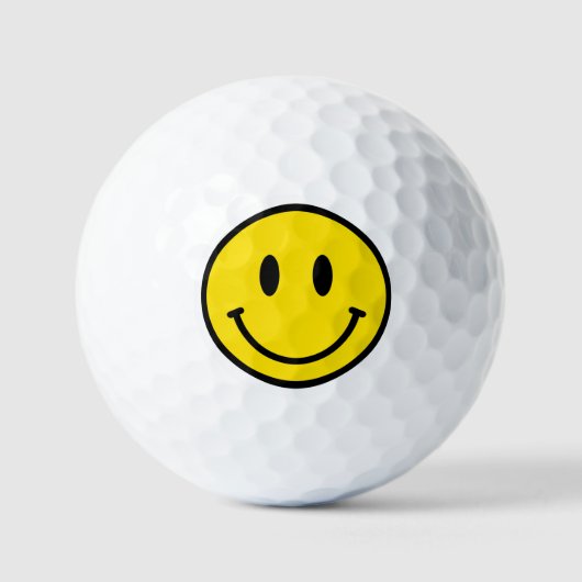 Smile Yellow Black White Happy Face Emoji Fun Golfballen (Voorkant)