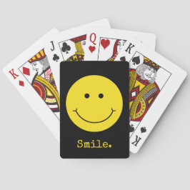 Smile Yellow Face Grin Black Typografie Pokerkaarten