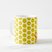 Smile Yellow Red Black White Happy Face Koffiemok (Voorkant links)