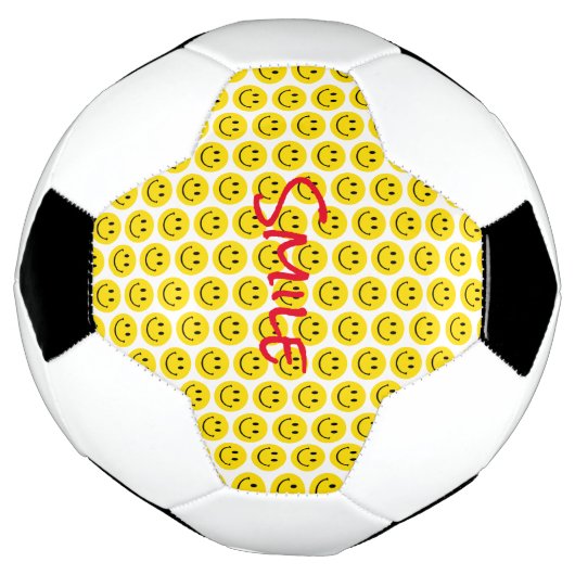 Smile Yellow Red Black White Happy Face Sports Voetbal (Gedraaid)