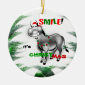 Smile zijn kerstfeest Funny Donkey Ornament (Voorkant)