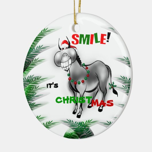 Smile zijn kerstfeest Funny Donkey Ornament (Links)