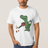 Smilealottees Funny T-rex Dinosaur using Leaf Blow T-shirt (Voorkant)
