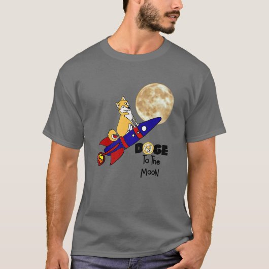 Smilecryptos Fun Shiba Inu on Rocket Doetot in t T-shirt (Voorkant)