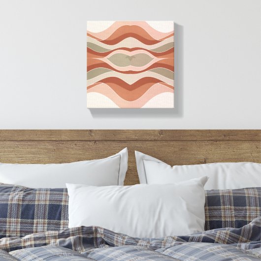 SmileGeometric Wave Wall Art – Scandinavisch canva Canvas Afdruk (Insitu (Slaapkamer))