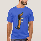 Smilemores Funny Dachshund Dog Drinking Martini T-shirt (Voorkant)