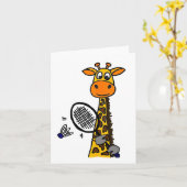 Smilemoreteesa Grappige Giraffe Spelen Badminton A Kaart (Gele Bloem)