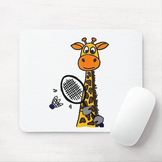 Smilemoreteesa Grappige Giraffe Spelen Badminton A Muismat (Met muis)