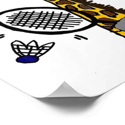 Smilemoreteesa Grappige Giraffe Spelen Badminton A Poster (Hoek)