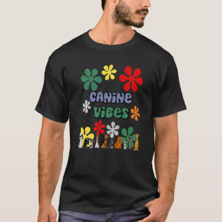 Smilemoretes Canine Vibes Retro Dog T-shirt