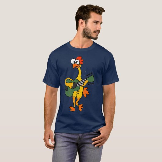 SmileMusic Funny Rubber Chicken PlaysGuitar T-shirt (Voorkant volledig)