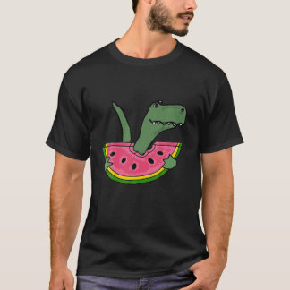 Smilenows Funny Rex Dinosaur Eating Watermeloen T-shirt
