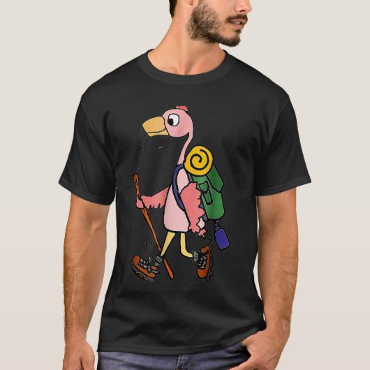 Smilenowtes Cute Pink Flamingo Hiking T-shirt (Voorkant)
