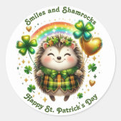 Smiles En Shamrocks Hedgehog Sticker (Voorkant)