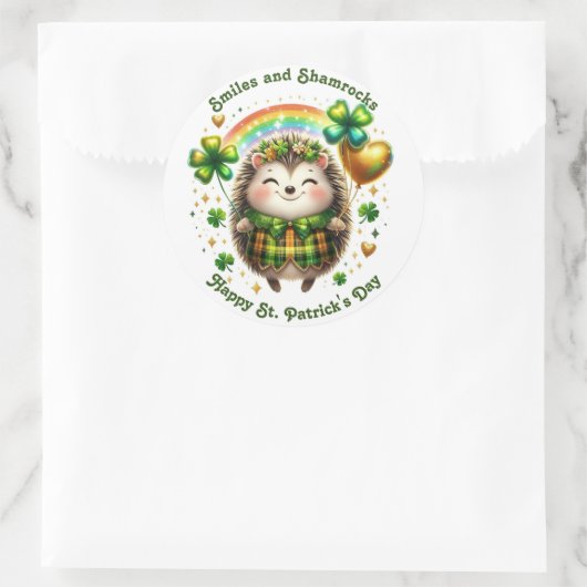 Smiles En Shamrocks Hedgehog Sticker (Tas)