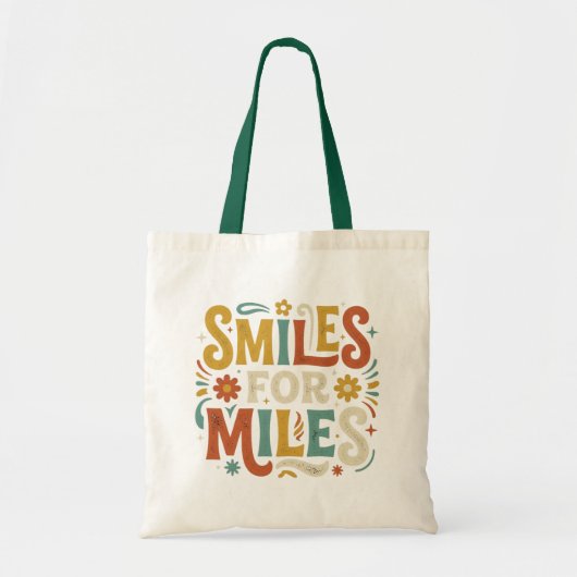 Smiles For Miles Retro Positieve Boho Tote Bag (Voorkant)
