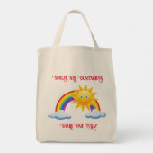 Smiles zijn besmettelijke herbruikbare boodschappe tote bag (Achterkant)