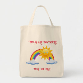 Smiles zijn besmettelijke herbruikbare boodschappe tote bag