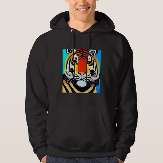 Smileteesanim  Cool Tiger Cubism Art Hoodie (Voorkant)