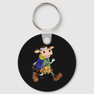 Smileteeshoba Grappige Koe Wandelen Natuur Cartoon Sleutelhanger