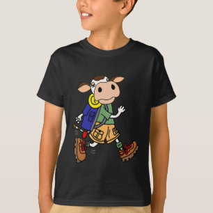 Smileteeshoba Grappige Koe Wandelen Natuur Cartoon T-shirt