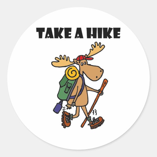 Smileteessports Funny Take A Hike Moose Hiking  Ronde Sticker (Voorkant)