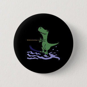 Smileteessports Grappige T-rex Dinosaur Water Skië Ronde Button 5,7 Cm