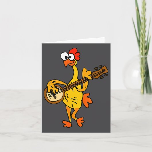 Smileteestank Funny Rubber Chicken Playing Banjo C Kaart (Voorkant)