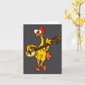 Smileteestank Funny Rubber Chicken Playing Banjo C Kaart (Gele Bloem)