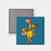 Smileteestank Funny Rubber Chicken Playing Banjo C Magneet (Voorkant / Achterkant)