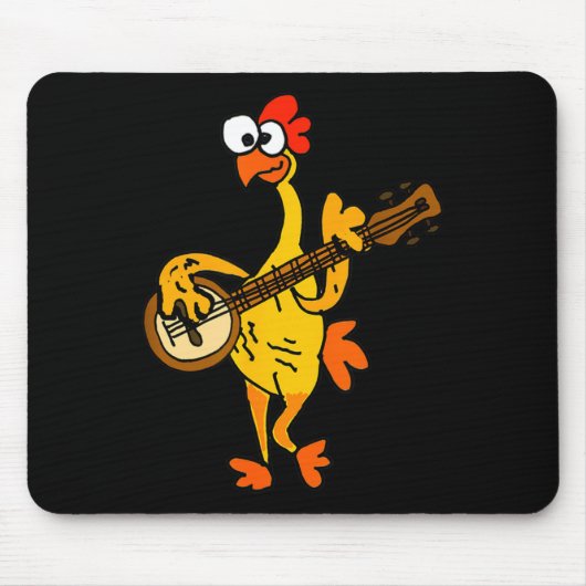 Smileteestank Funny Rubber Chicken Playing Banjo C Muismat (Voorkant)
